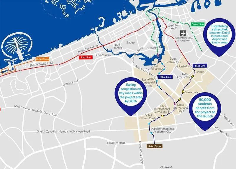 迪拜地铁蓝线项目是迪拜最大、最重要的公共交通项目，已于周五获得批准。